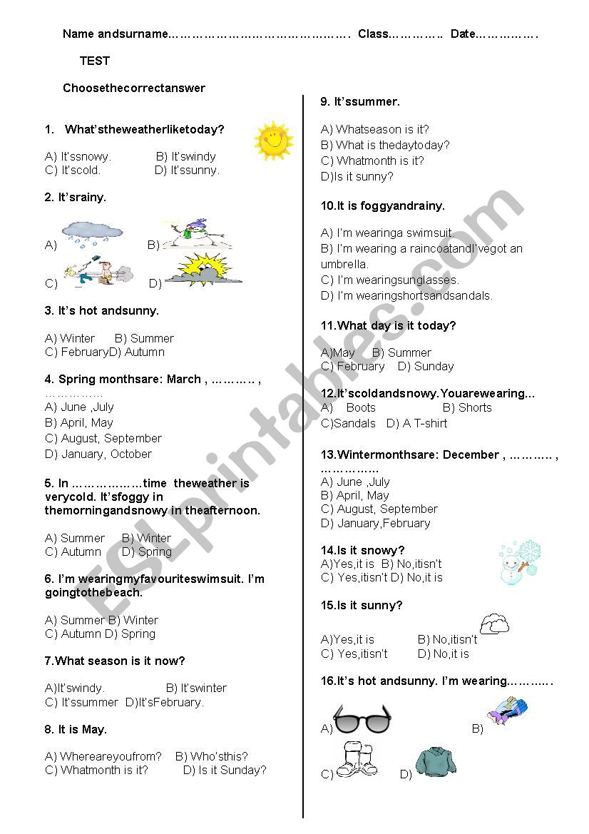 TEST worksheet