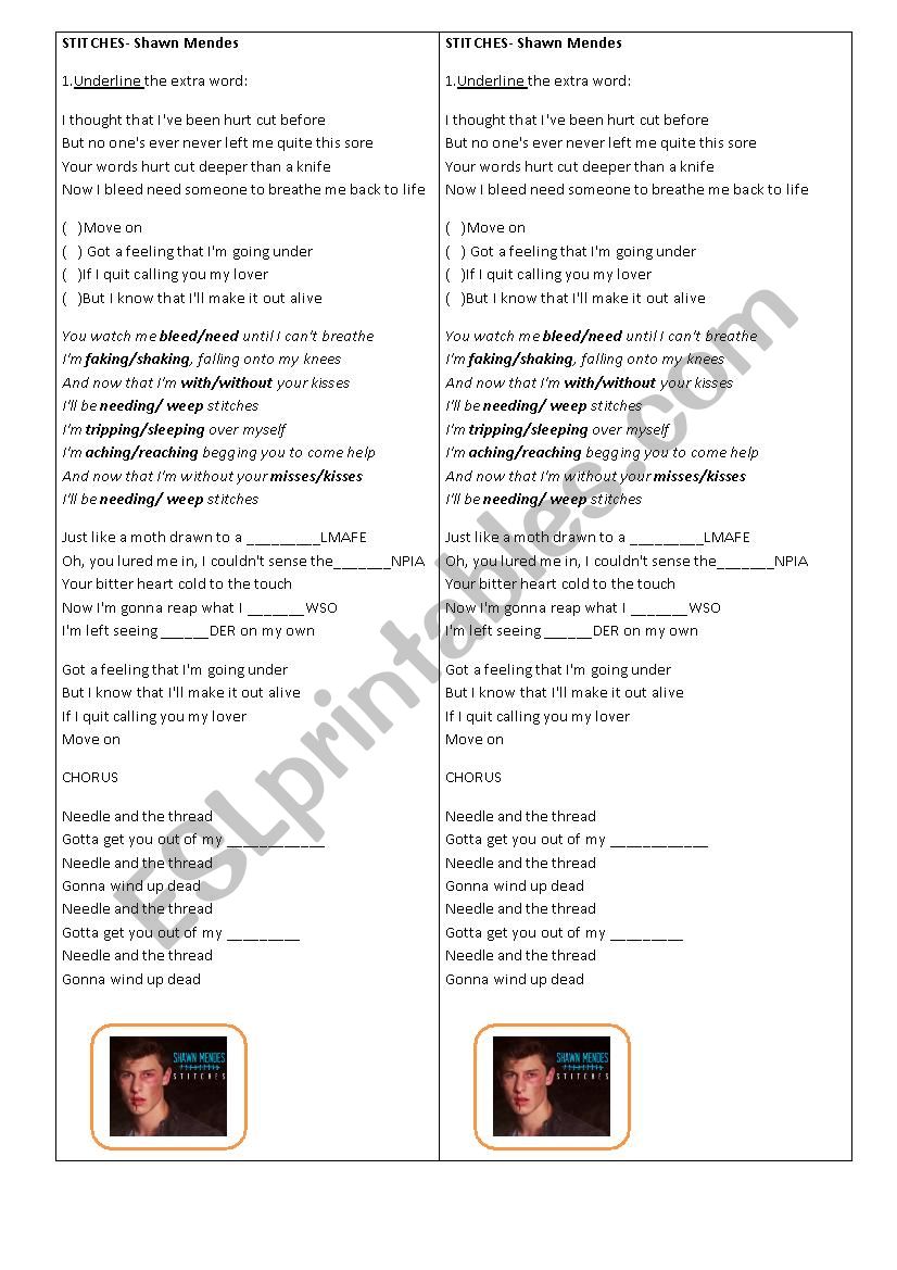 Song Stitches  worksheet