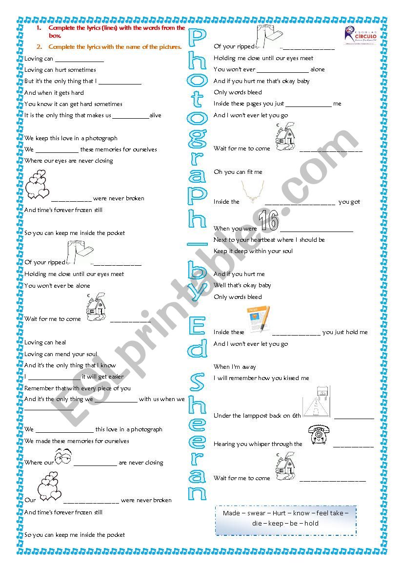 Photograph - by Ed Sheeran worksheet