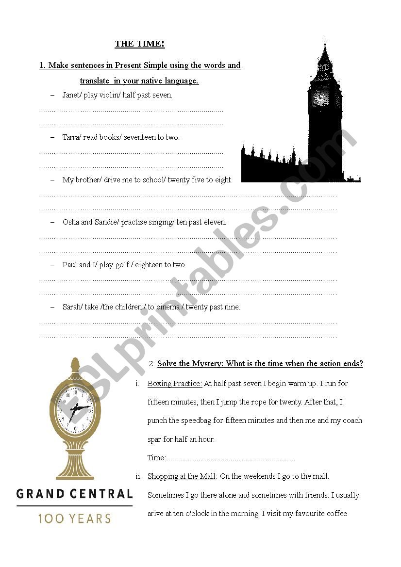 Time Practice worksheet