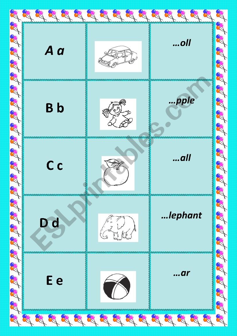 alphabet A-E worksheet