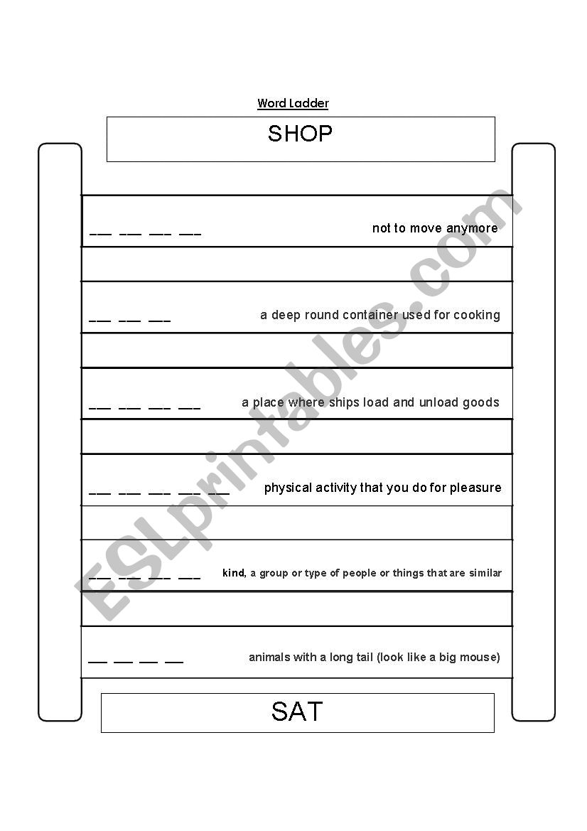 WORD LADDER GAME worksheet