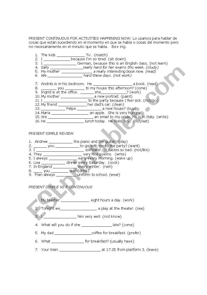 diagnosis test for begginers worksheet