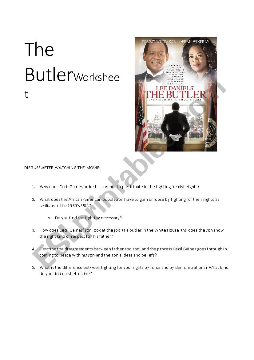 The Butler - Worksheet worksheet