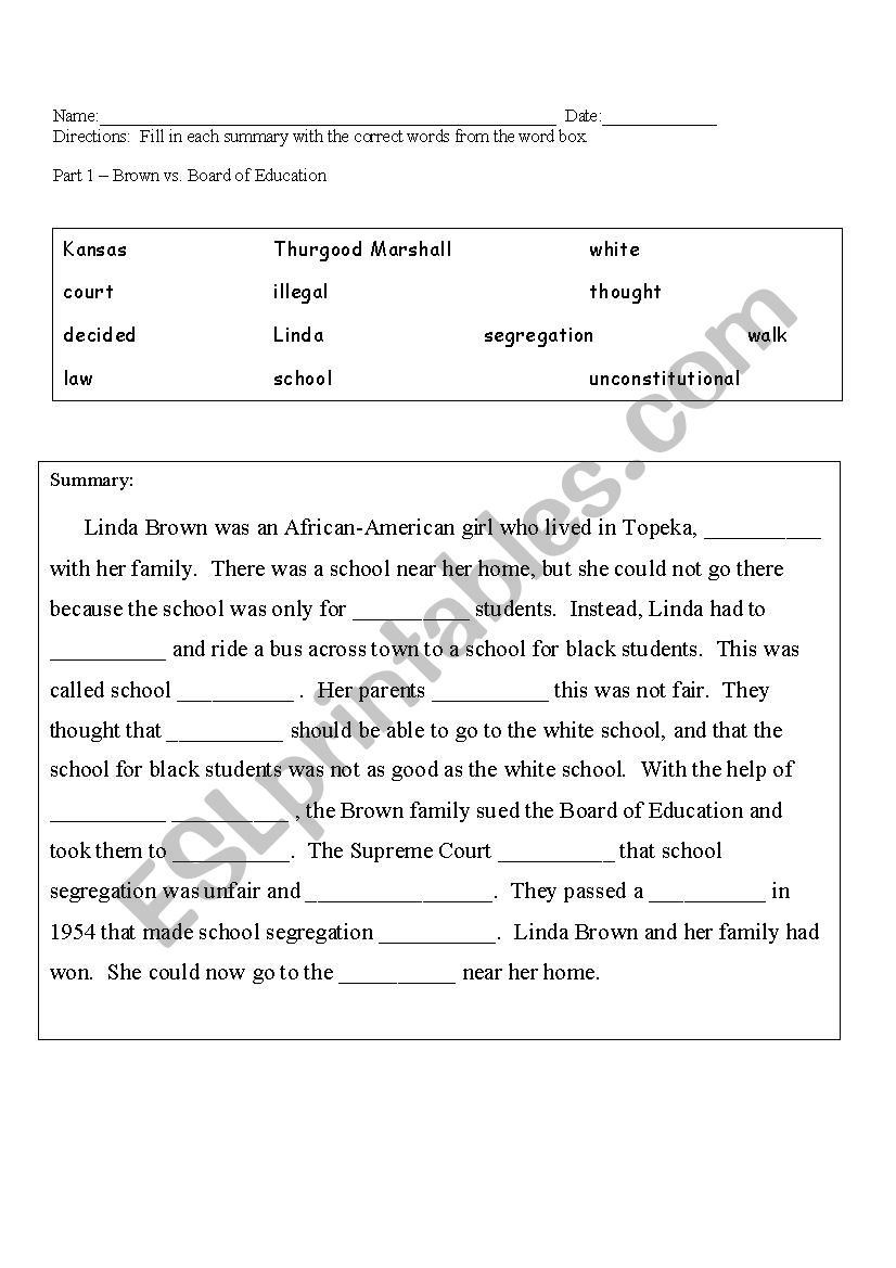 Event Summaries of 3 events of the Civil Rights Movement