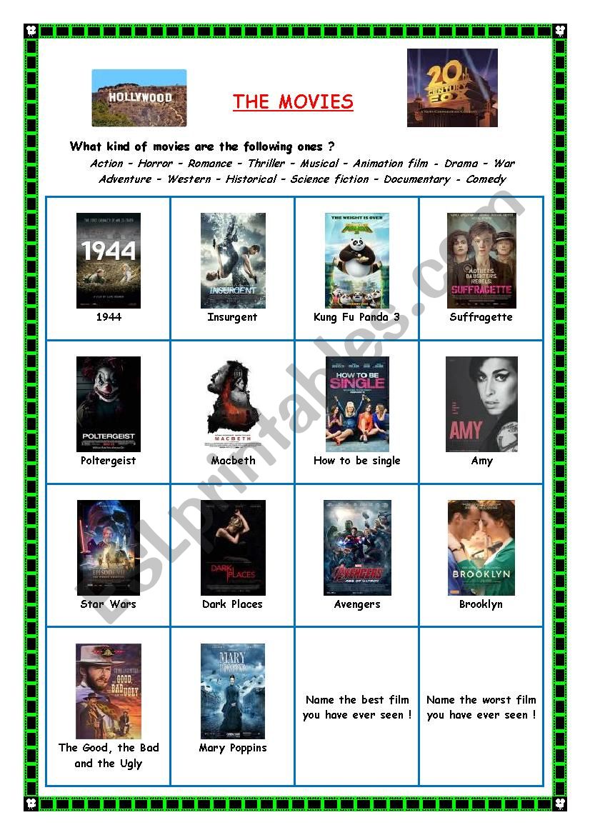 The movies worksheet