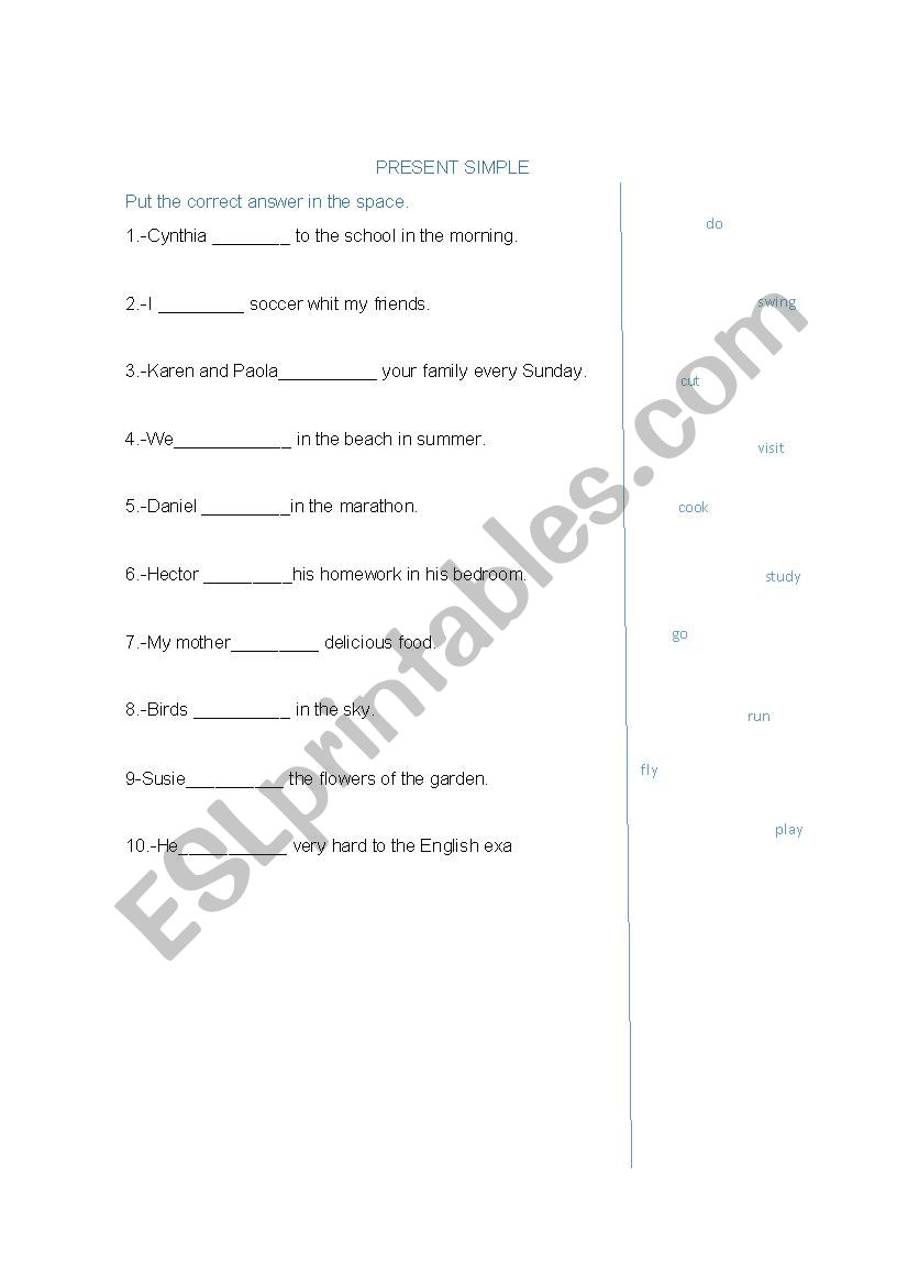 Present simple  worksheet