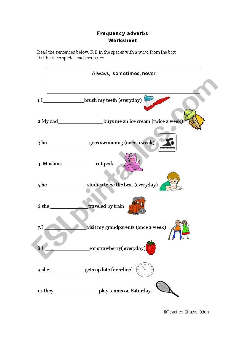 frequency adverbs worksheet