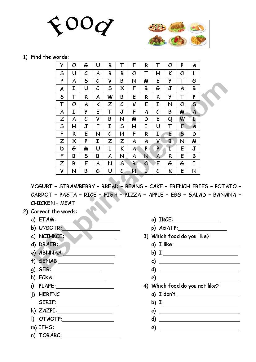 The food worksheet