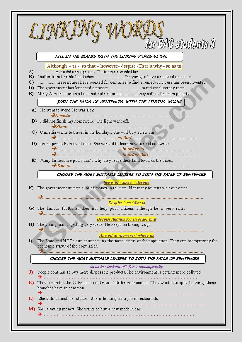 linking words for BAC students 3