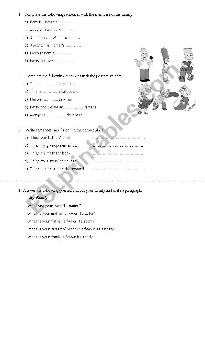 Possessive Case worksheet