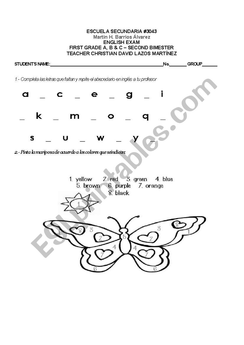 Examen worksheet