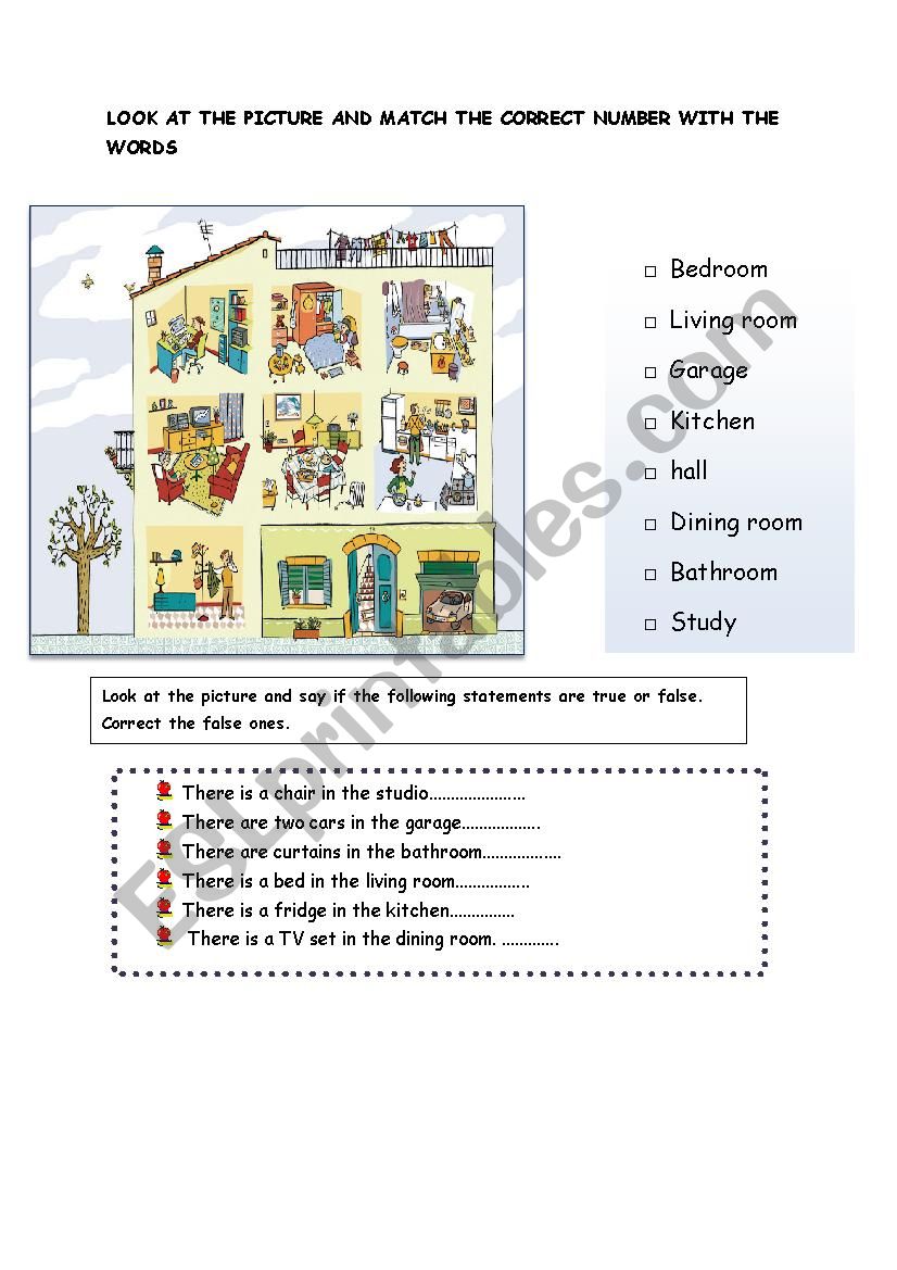 PARTS OF THE HOUSE worksheet