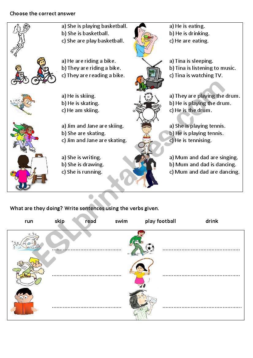 Present continuous worksheet