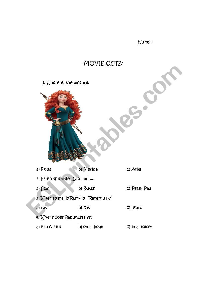 Movie quiz 1 worksheet