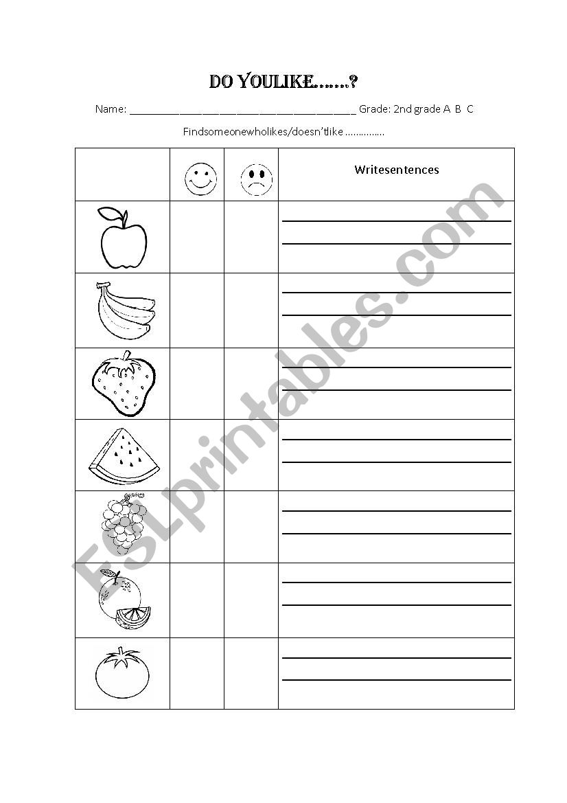 Do you like...? worksheet