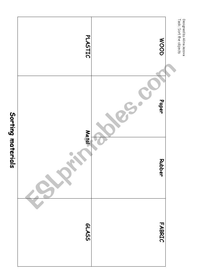 Sorting Materials worksheet
