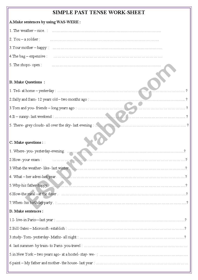 Simple Past Tense  worksheet