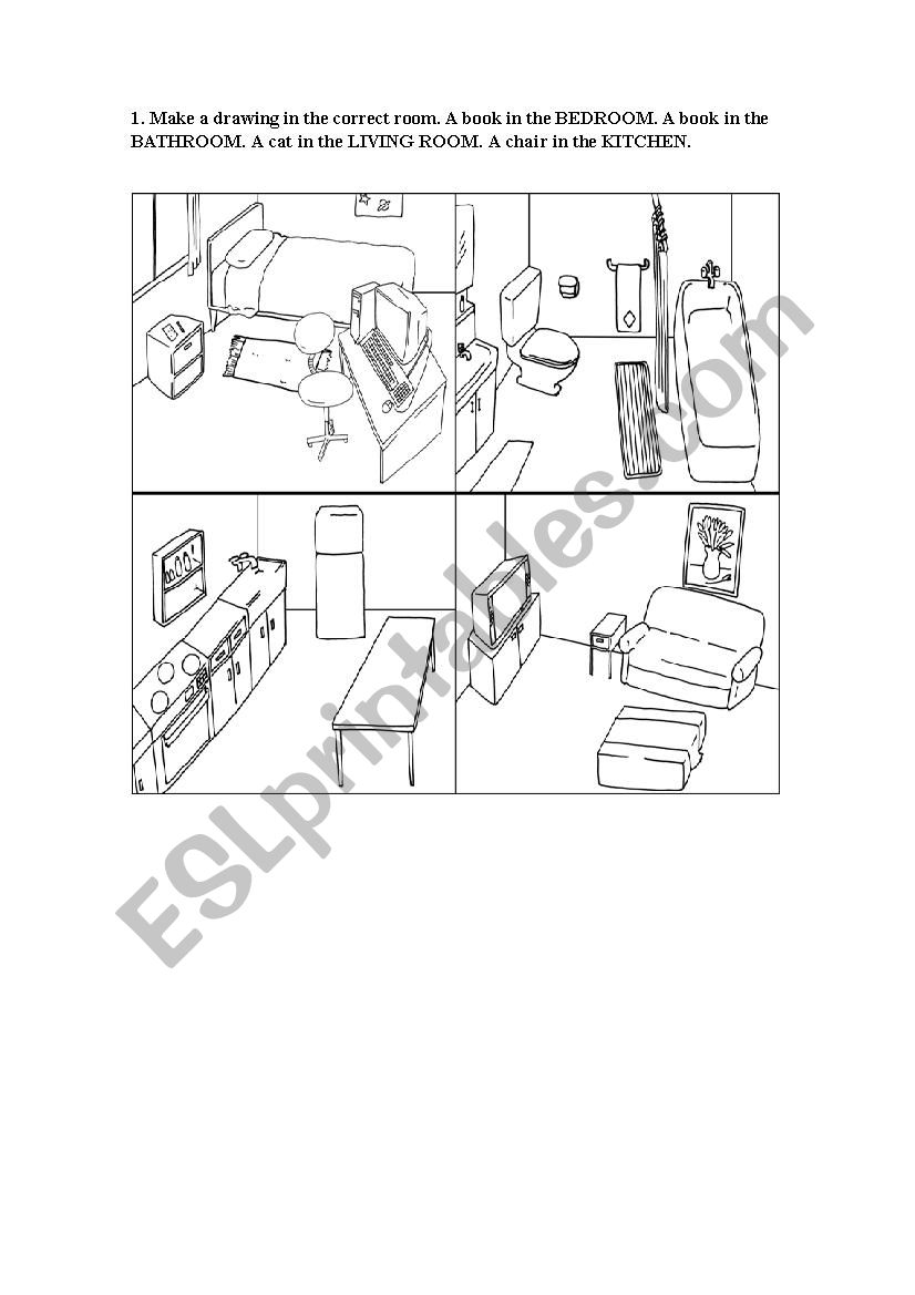 Rooms in a house worksheet