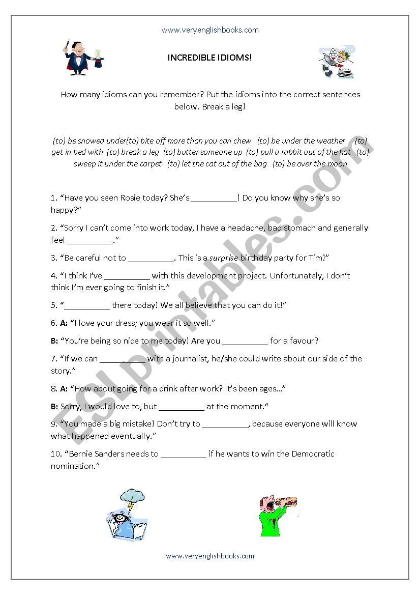 Incredible Idioms worksheet