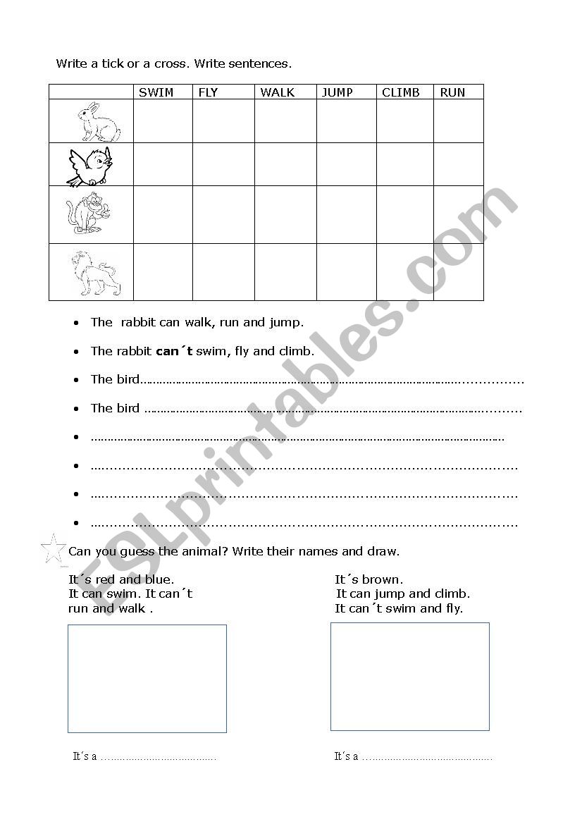 Write about animals worksheet