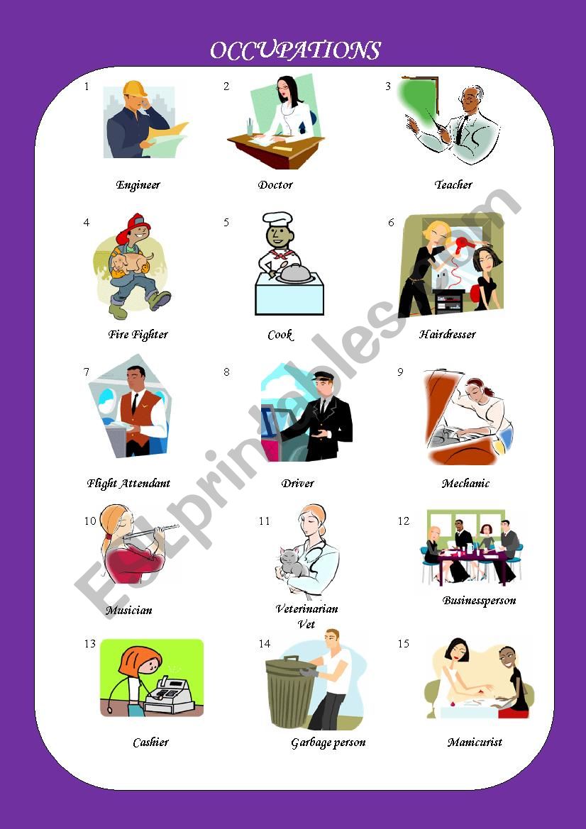 Occupations worksheet