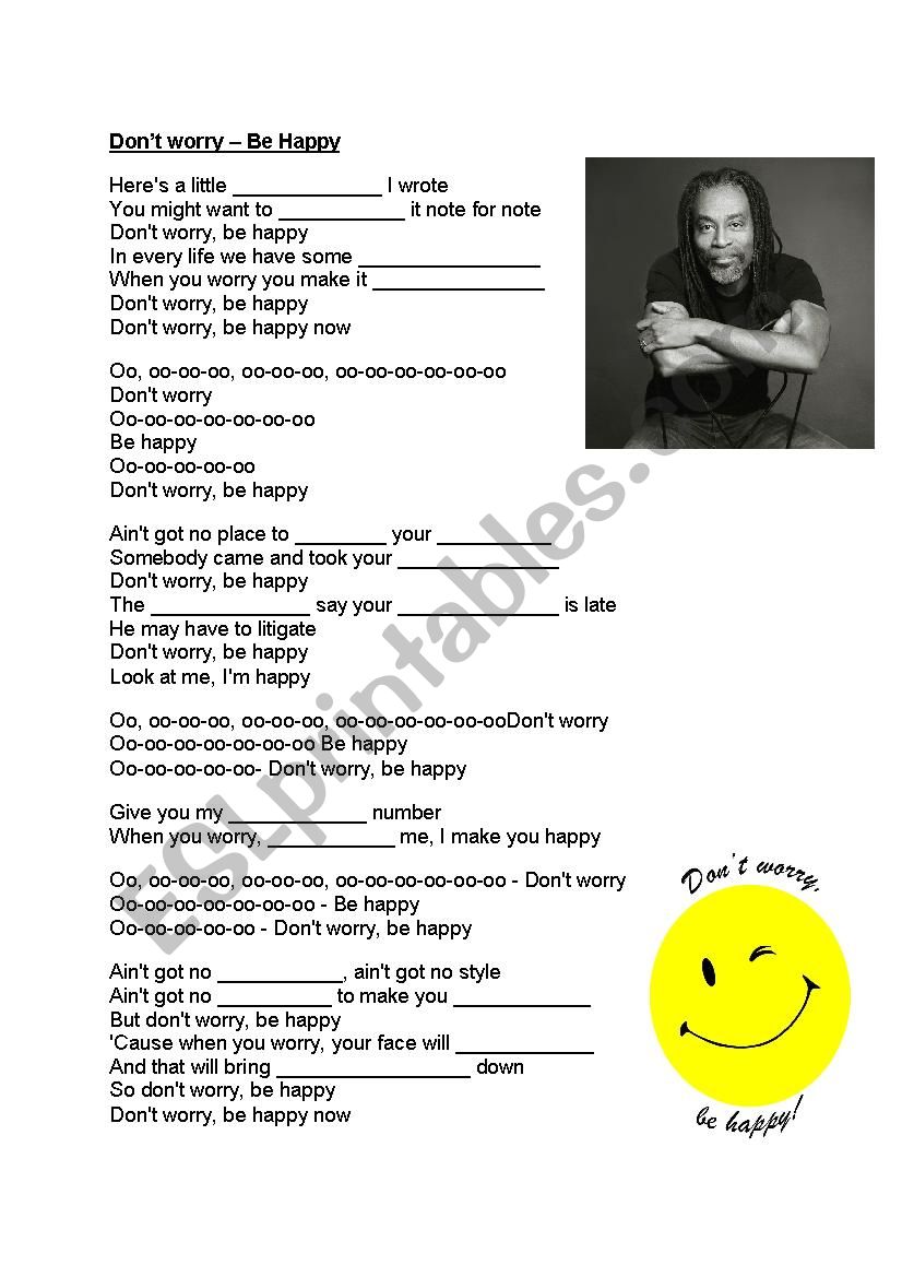 dont worry be happy worksheet