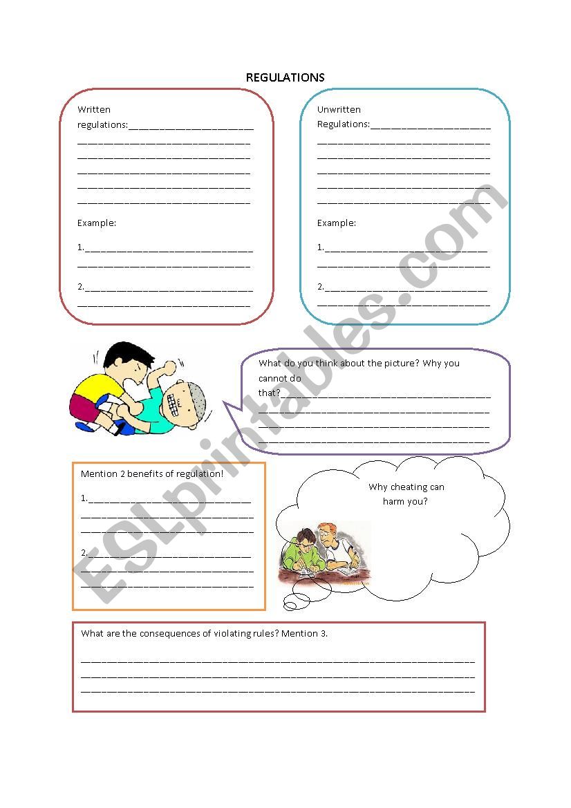REGULATIONS worksheet