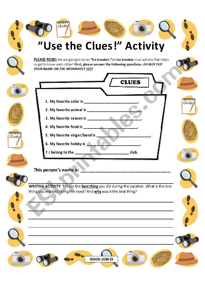 Use the Clues Icebreaker Activity