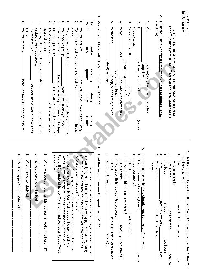 past simple & past continuous tense