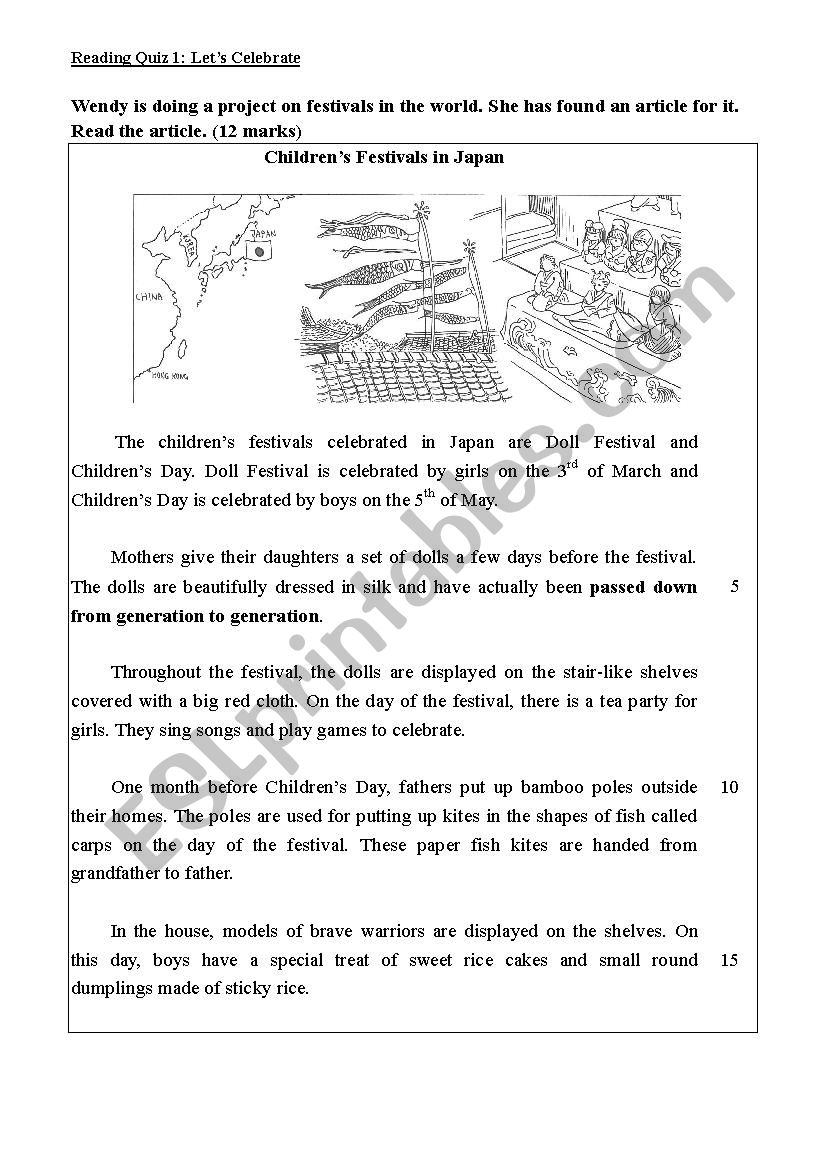 S1 Reading Quiz 2_ Childrens Festivals in Japan