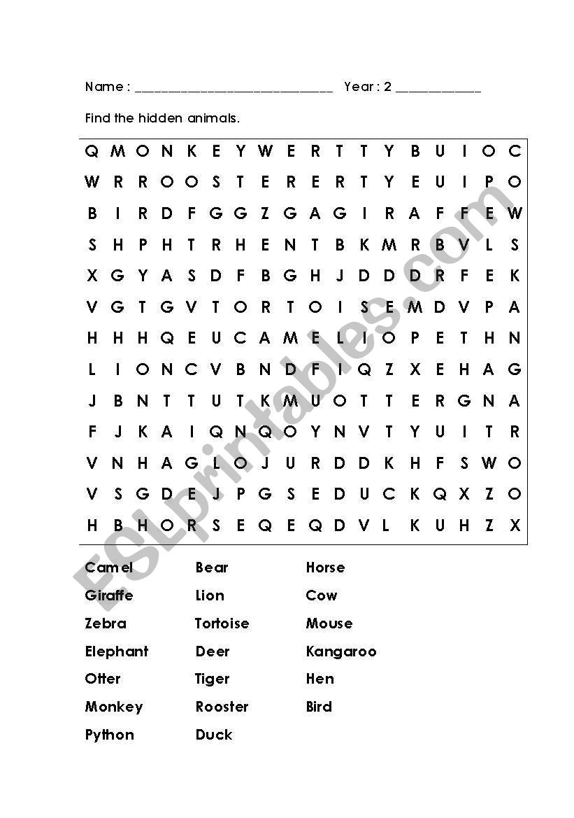 Word maze worksheet