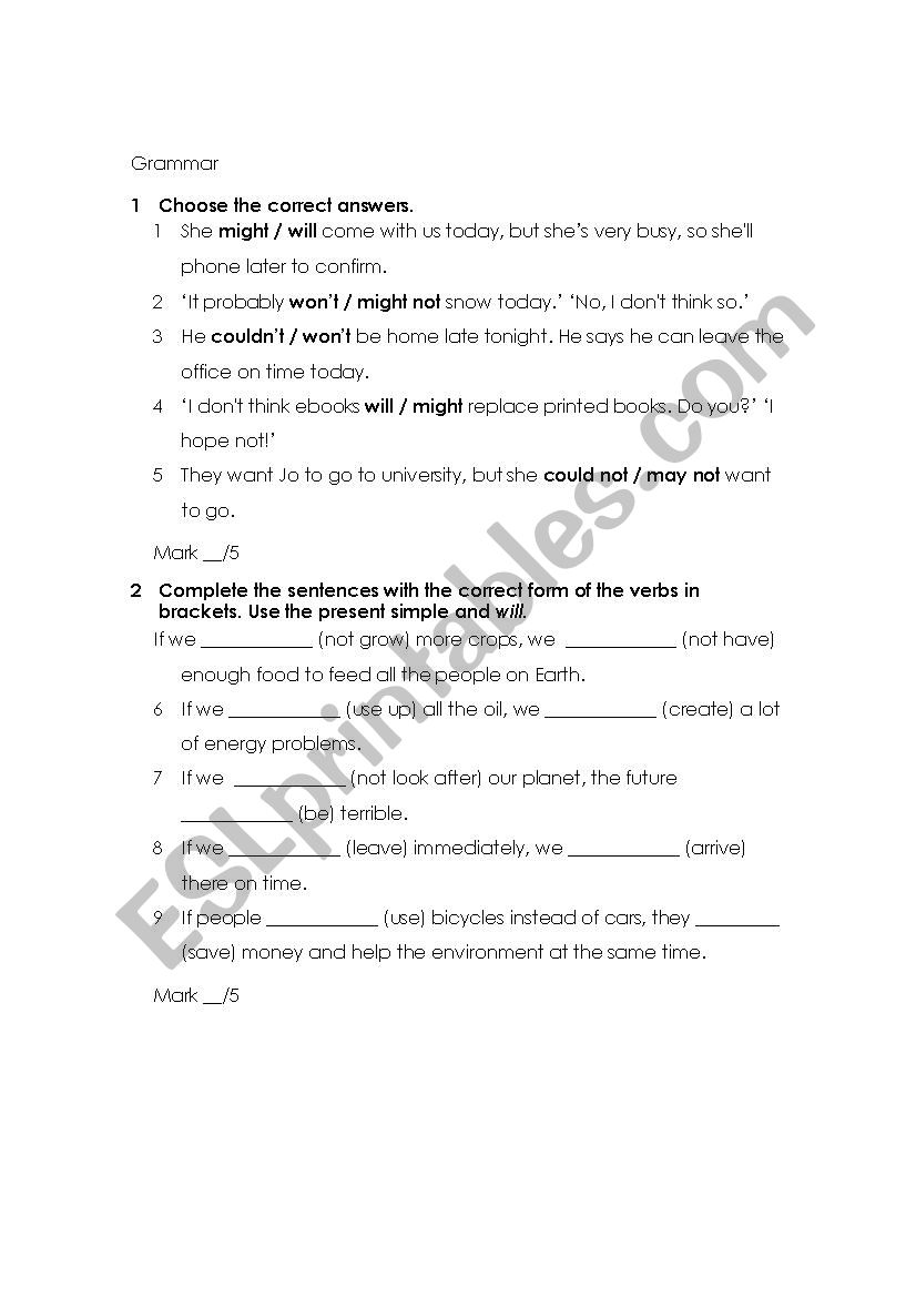 First conditional worksheet