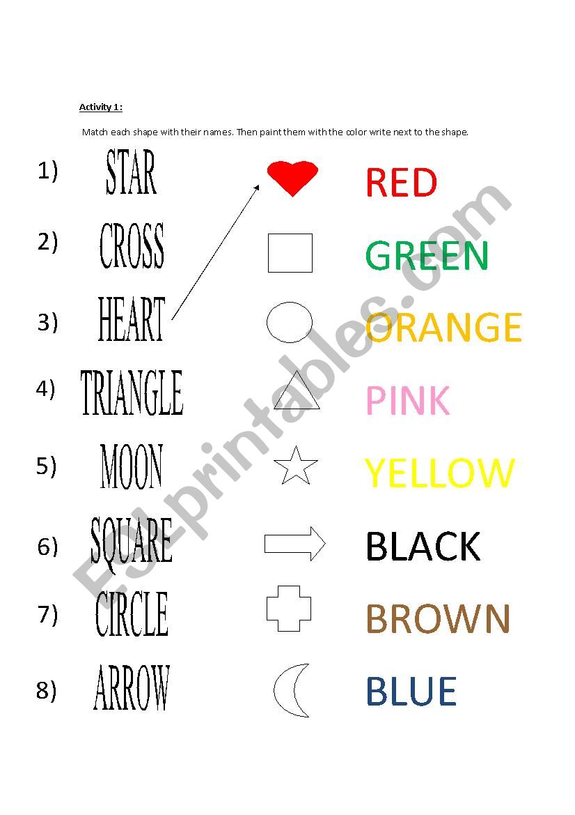 Shapes and colours worksheet