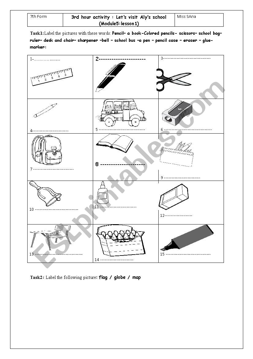 3rd hour activity : Lets visit Alys school (Module5:lesson1)