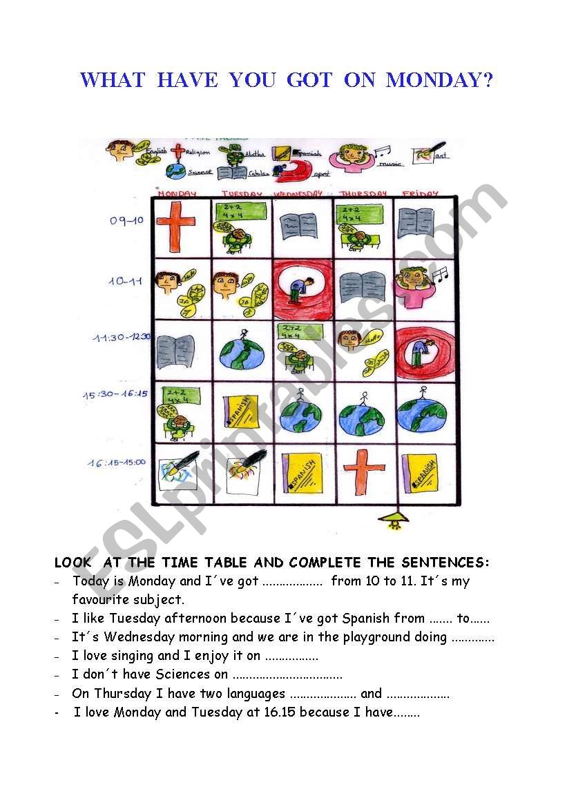 timetable 2 worksheet