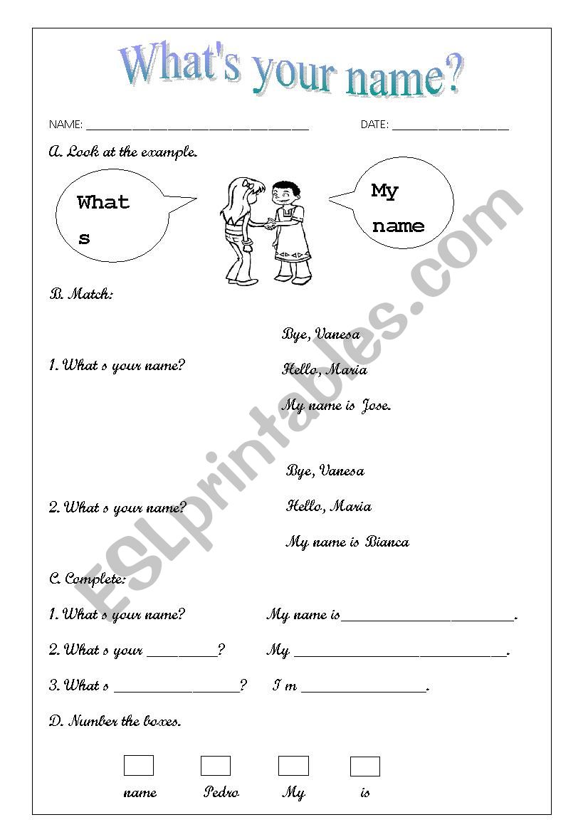 WHATS YOUR NAME? worksheet