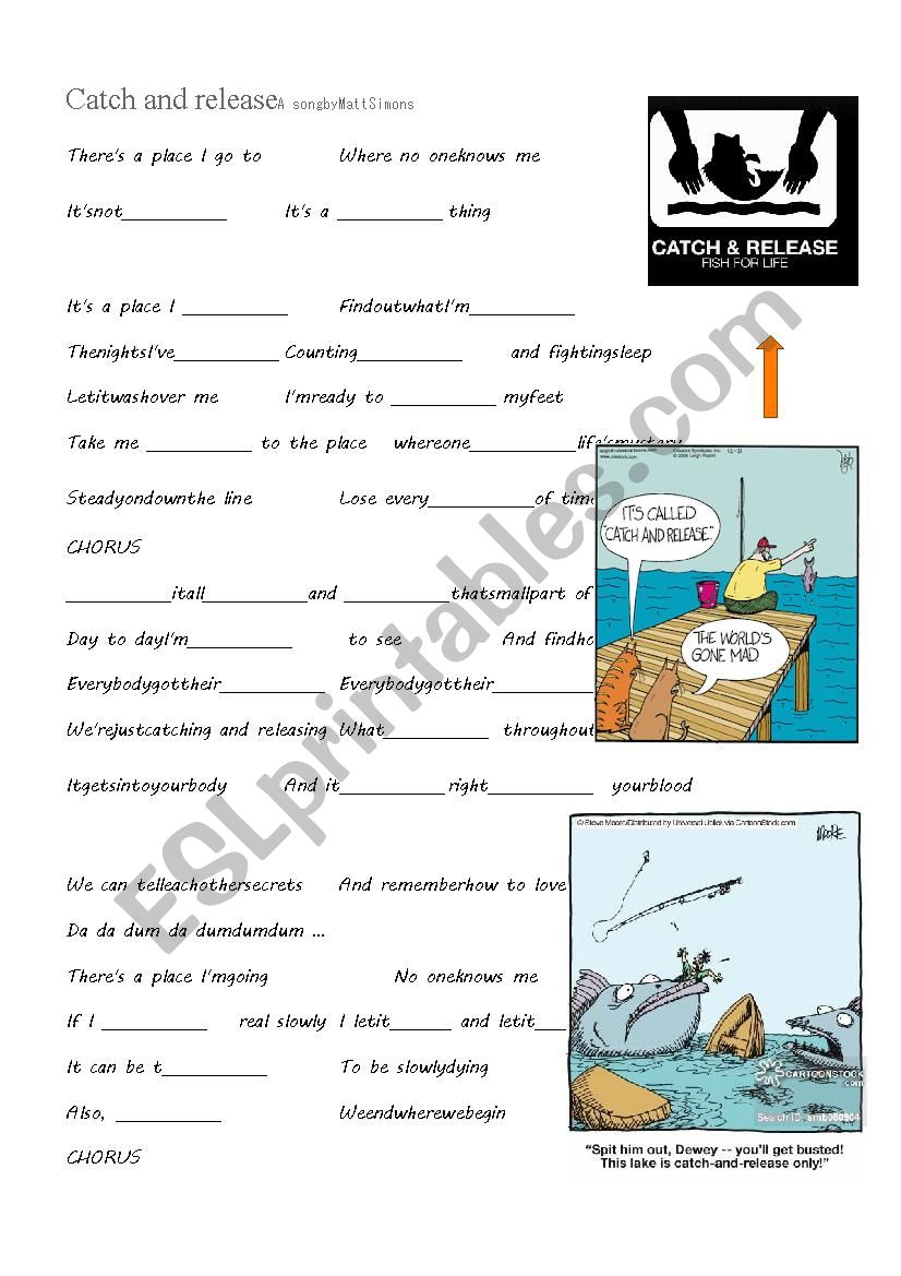 Catch & release. Song worksheet
