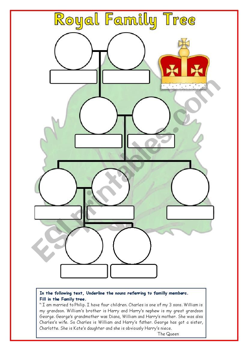 Royal family tree worksheet