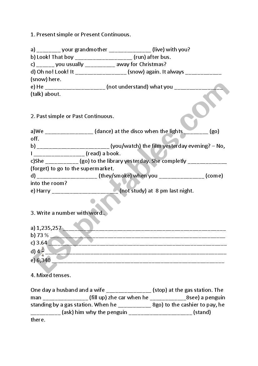 messages worksheet