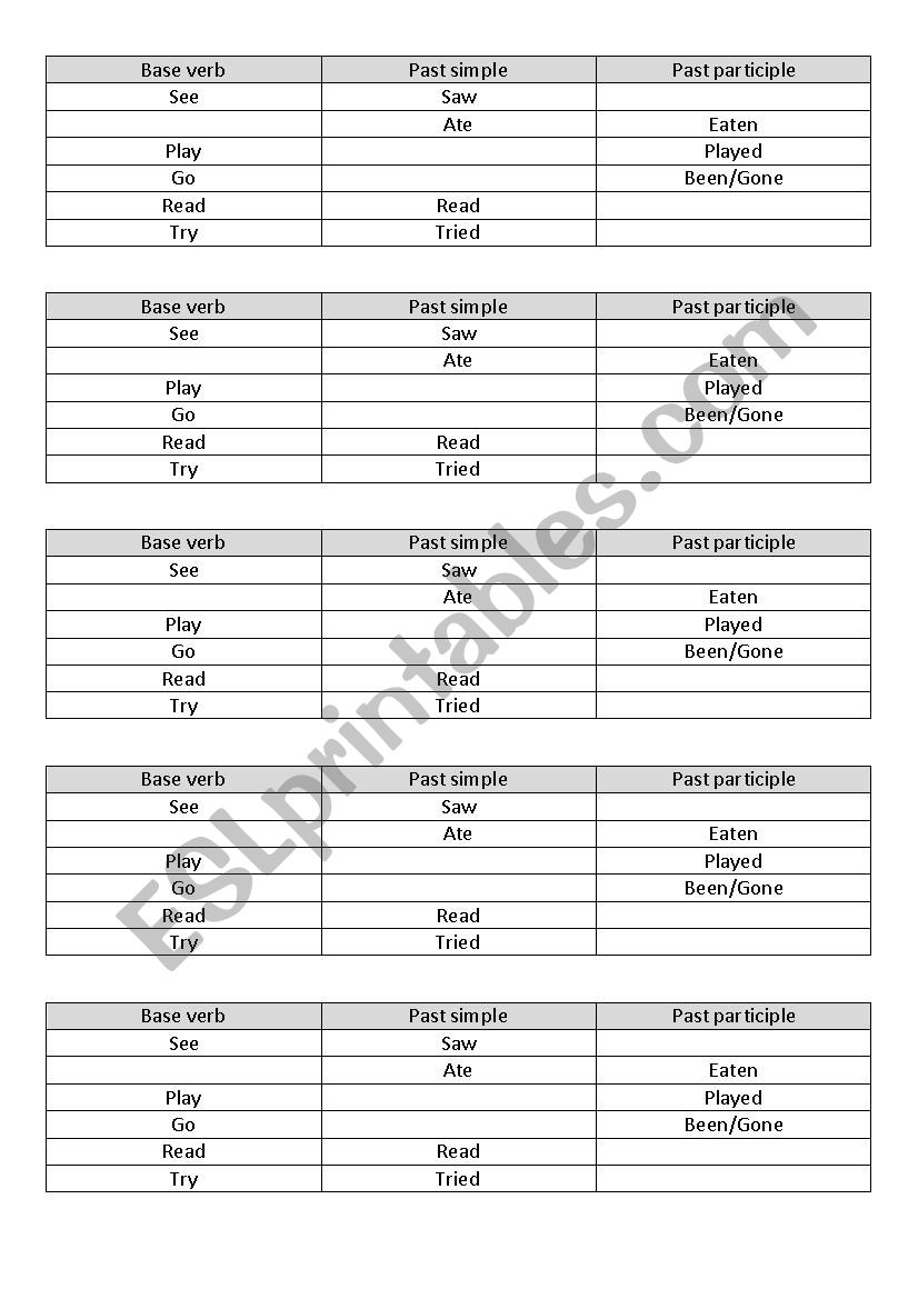 Present Perfect worksheet