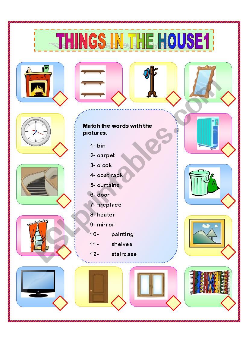 THINGS IN THE HOUSE worksheet