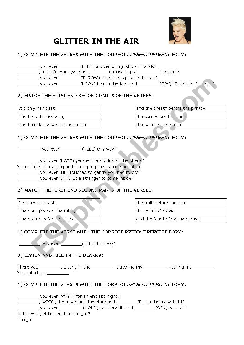 Glitter in the Air worksheet