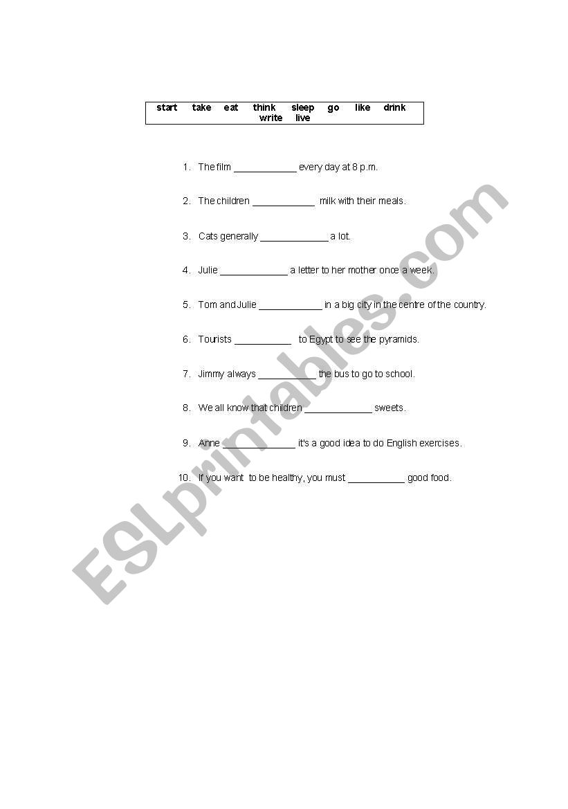 Present simple worksheet