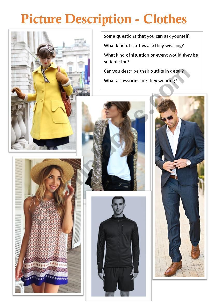 Picture Description - Clothes worksheet