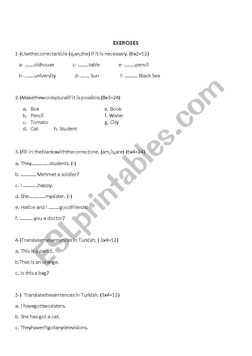 Exercises for beginners  worksheet