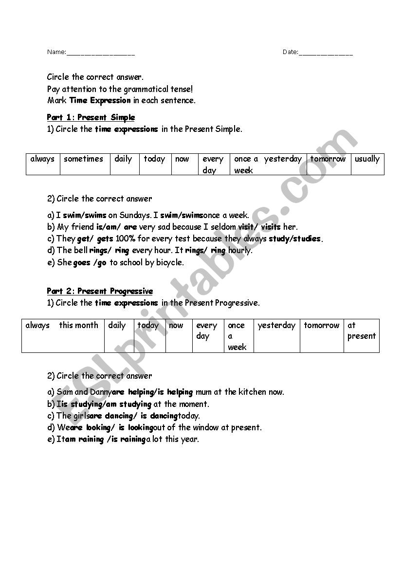 tenses and writing worksheet