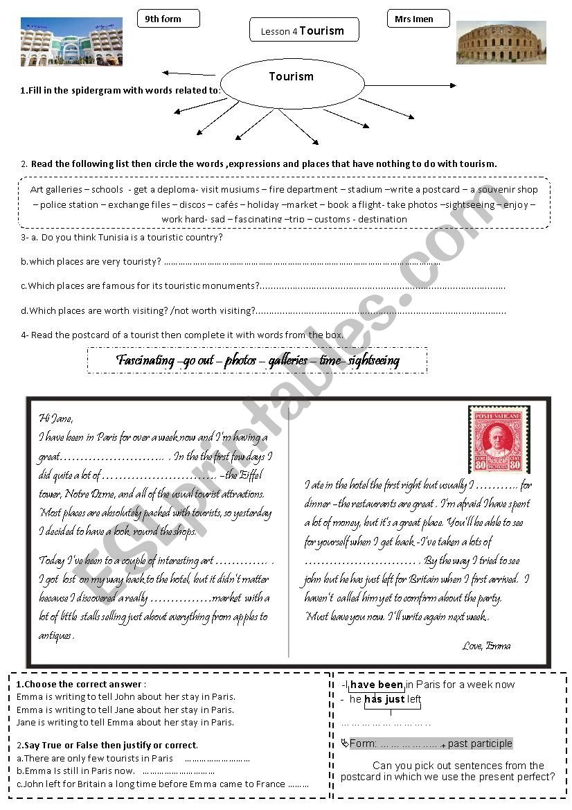 tourism-lesson 3 worksheet