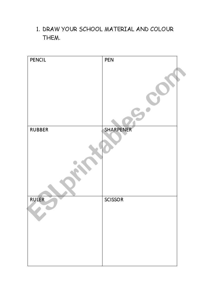 school material worksheet