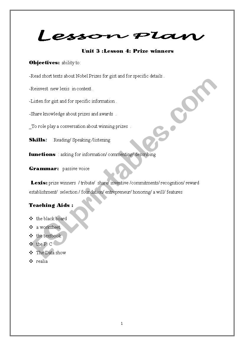 unit 3 lesson 4 leson plan  worksheet